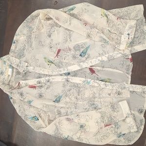 Sheer long sleeved blouse with birds
